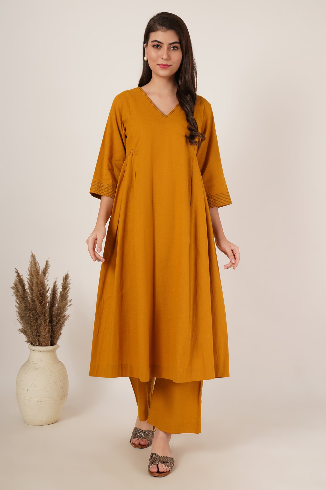 Mustard Yellow Kaftan Co-Ord Set Of 2